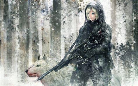 Anime Anime Girls Wolf Snow Forest Snipers Wallpapers Hd Desktop And Mobile Backgrounds