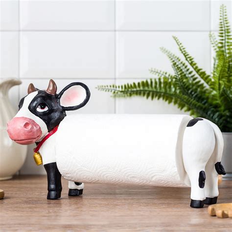 Animal Toilet Paper Holder Milk Cow Funny Resin Free Standing