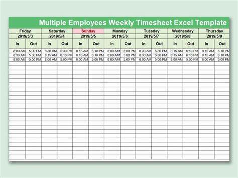 Multiple Employee Timesheet Free For Wps Template Free Download Writer