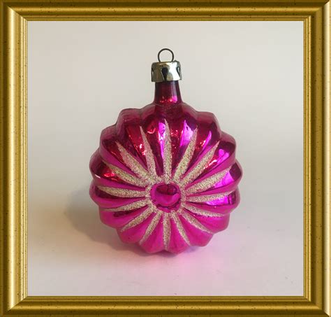 Vintage Glass Christmas Ornament Pink