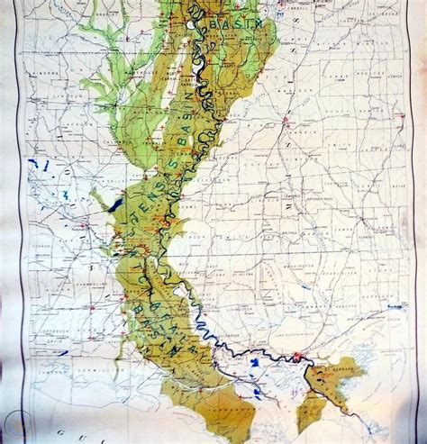 Large 1927 Map Great Mississippi River Flood Region