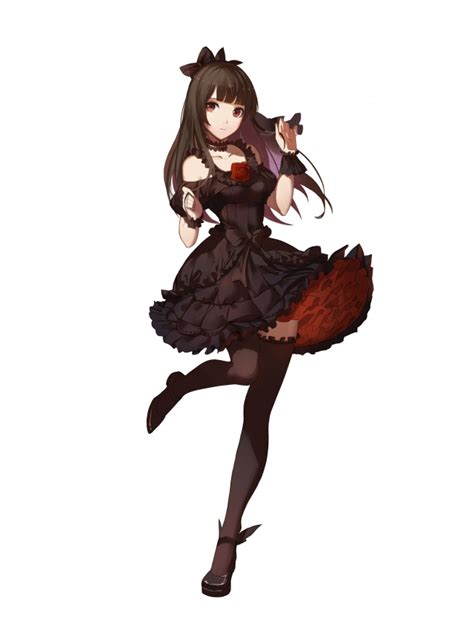 Wallpaper Anime Girl Gothic Black Dress Brown Hair