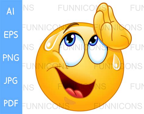 Clipart Cartoon Of Emoji Emoticon Wiping Sweat From His Etsy Sweden
