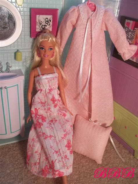 Barbie Pajamas Nightgown Robe And Pillow Vintage Style Etsy Sewing Barbie Clothes Barbie Doll