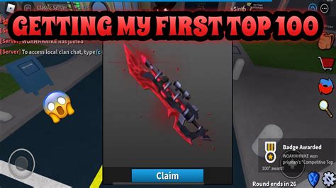 Claiming My First Top Prize Epic Roblox Assassin Youtube