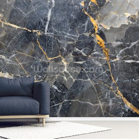 Grey With Gold Marble Wallpaper Wallsauce Ca