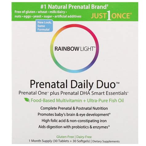 Rainbow Light, Prenatal Daily Duo, Prenatal One plus Prenatal DHA Smart Essentials, 1 Month 