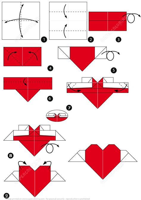 How To Make An Origami Heart With Wings Free Printable Papercraft