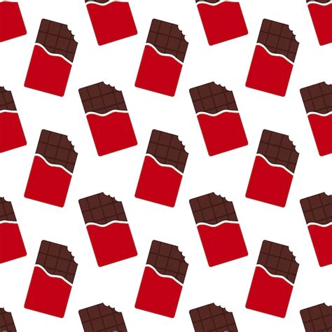 Premium Vector Seamless Pattern With Red Packaging Chocolate Bars Bitten Chocolate Bar Cartoon