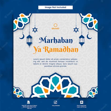 Premium Psd Marhaban Ya Ramadhan Greeting Post Card Design Minimalist