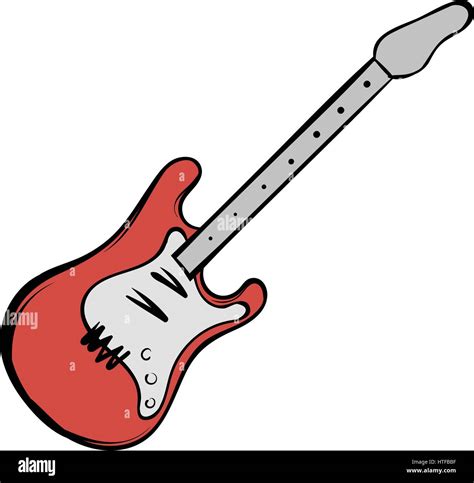 Guitarra Eléctrica De Color Rojo En El Icono De Estilo De Dibujos