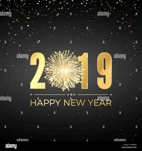 Happy New Year 2019 Greeting Card Text Design New Years Banner With