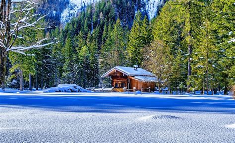 Cabin In The Winter Mountains Hd Wallpaper Background Image 1920x1167