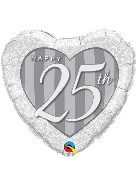 18 Happy 25th Anniversary Heart Balloon 5ct Minimum Q49104