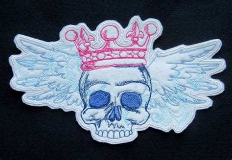 Crowned Skull Iron On Patch Extra Large 975 Wide X Etsy