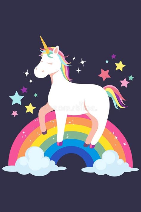 Unicorn And Rainbow Illustration Stock Vector Illustration Of Stars