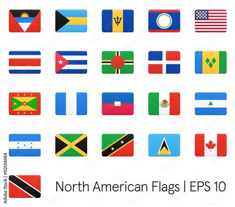 North American Flags Vector Icons Set Stock Vektorgrafik Adobe Stock