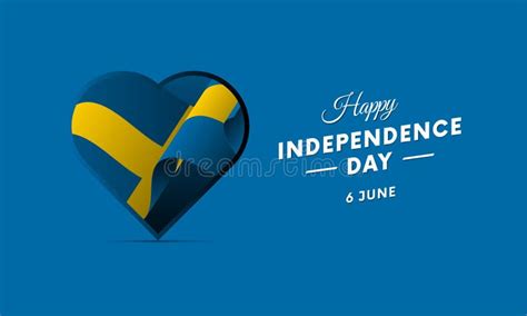 Sweden Independence Day 6 June Waving Flag In Heart Vector Stock