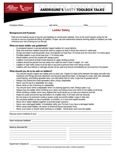 16 Toolbox Talk Ladder Safetydoc Fill Out And Sign Online Dochub