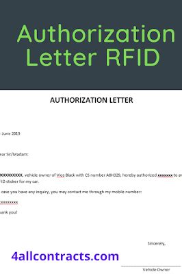 authorization letter rfid  application car insurance  sample