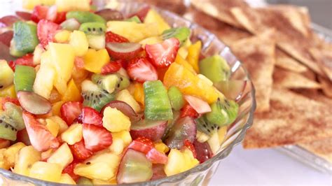 The most common cold appetizer material is plastic. Fresh Fruit Salsa w/ Cinnamon Sugar Tortilla Chips - YouTube