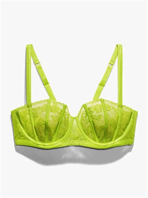 Caged Lace Unlined Balconette Bra In Green Savage X Fenty France
