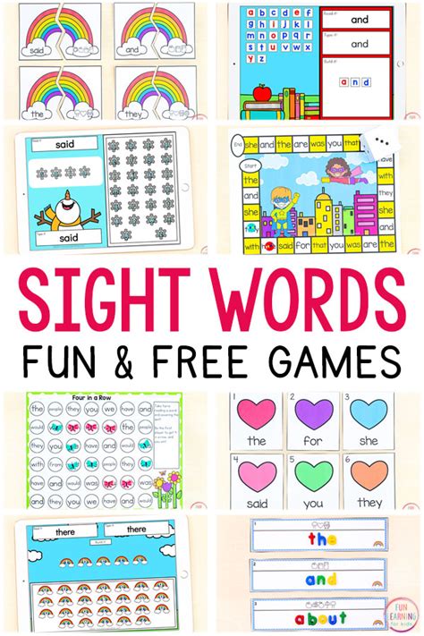 Free Printable Kindergarten Sight Words Ninjares