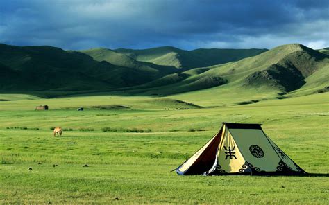nature, Landscape, Mongolia, Tents, Steppe, Field, Hill ...