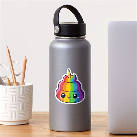 Chibi Rainbow Unicorn Poop Emoji Sticker For Sale By Chibilove