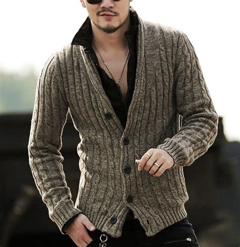 Sweaters And Cardigans Ribbed Shawl Cardigan Knitwear Men Men