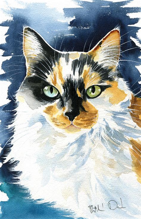 Maggie Calico Cat Portrait Painting By Dora Hathazi Mendes Pixels