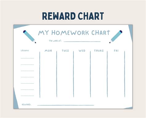 Homework Reward Chart Homework Chart Reward Chart Etsy Reward Chart