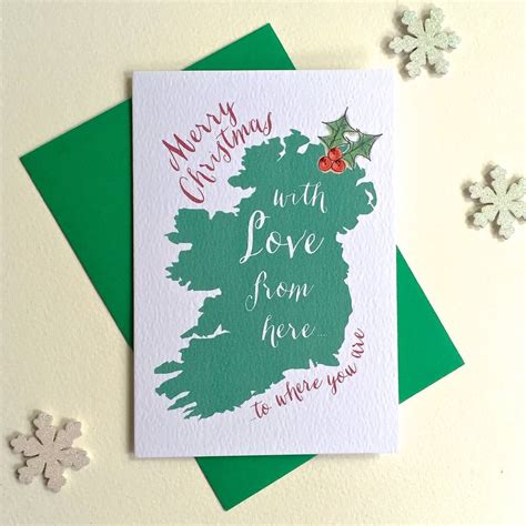Blindly writing on an envelope without prior knowledge is only going to cause you problems. ireland map happy christmas card by arbee | notonthehighstreet.com