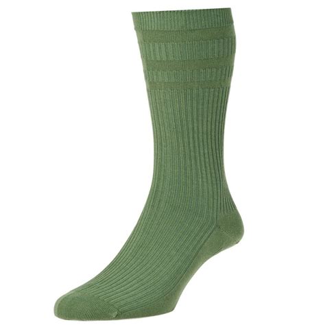 Hj Hall Plain Olive Cotton Softtop Mens Socks From Ties Planet Uk