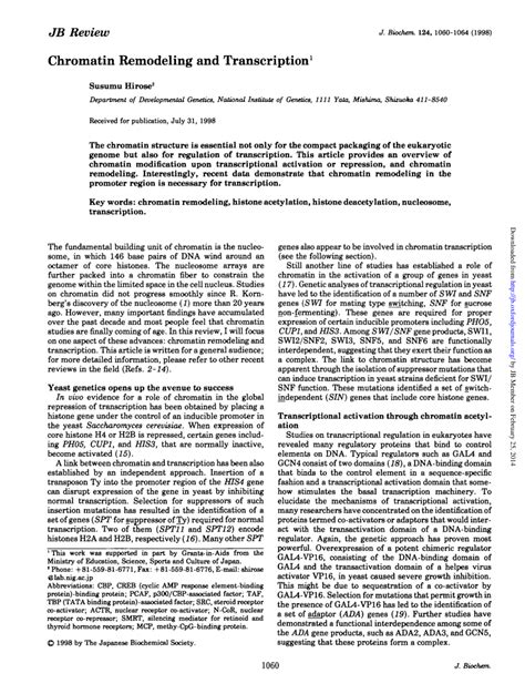 pdf chromatin remodeling and transcription