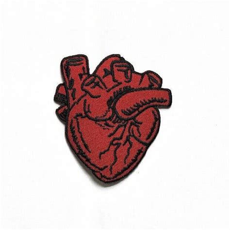 anatomical heart iron on patches embroidered etsy