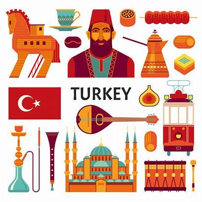 Turkey Turkish Vector Icons Culture Symbols Clip