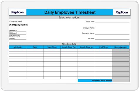 Download Daily Timesheet Template For Free Replicon
