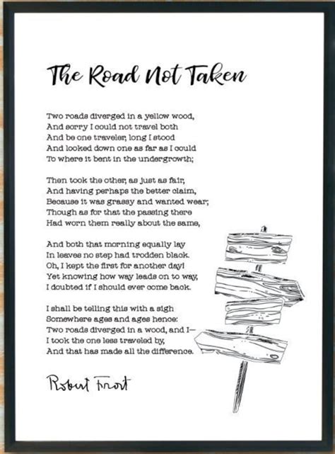 The Road Not Taken Robert Frost Poem Choices Road Less Etsy