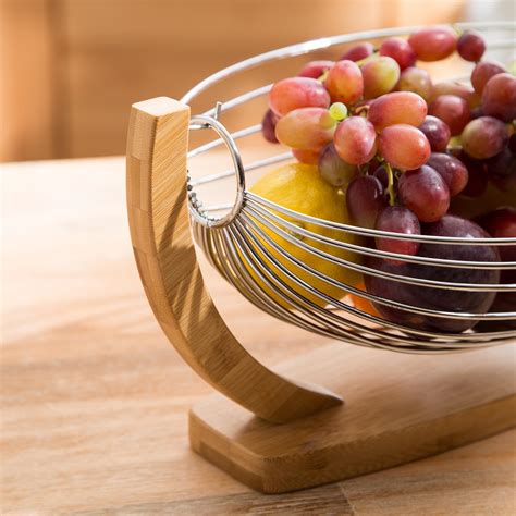 Levivo Fruit Bowl For The Kitchen Fruit Basket In Metal And Bamboo