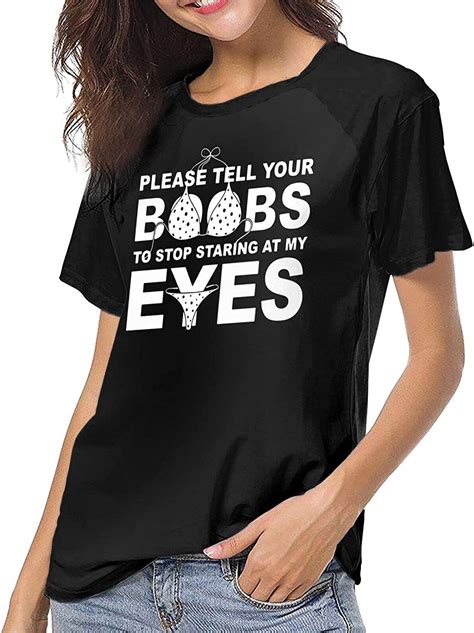 Please Tell Your Boobs To Stop Staring At My Eyes Women S Cute Raglan Baseball T Shirt Jogger