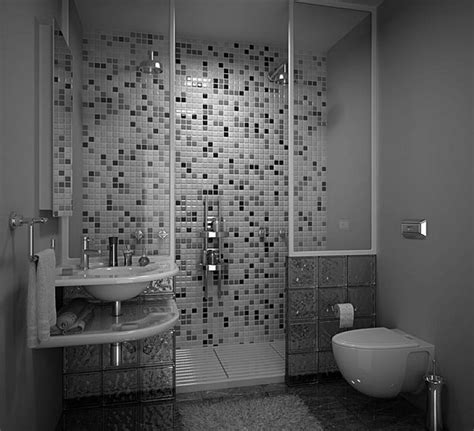 awesome black and white tile bathroom mozaic wall panels as well as floating sink in small mod