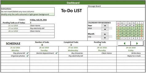To Do List Template Excel Daily Weekly Monthly Tracking