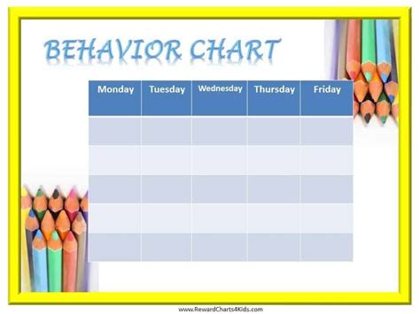 Free Printable Behavior Reward Chart