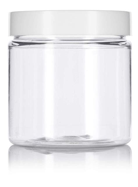 Clear Plastic Straight Sides Jar With White Foam Lined Lid 12 Pack