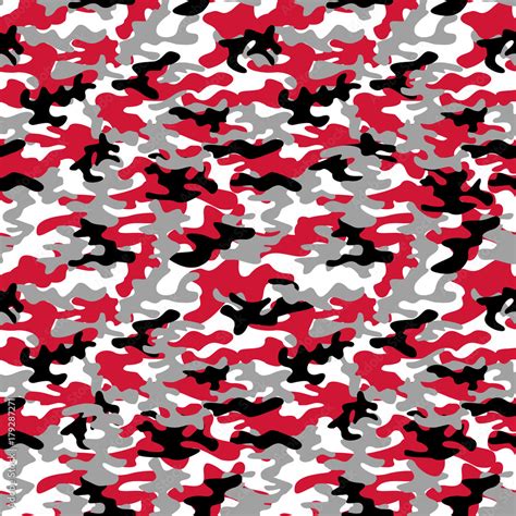 Military Camo Seamless Pattern Camouflage In Red Black And White