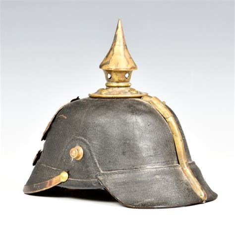 Lot A Wwi Imperial German Prussian Infantry Pickelhaube Black Leather