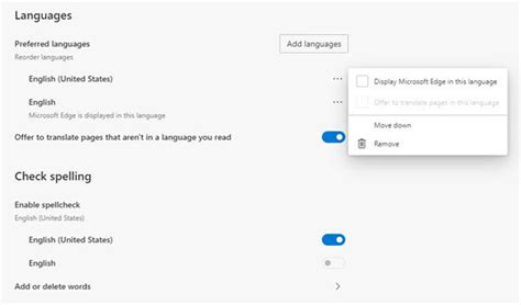 Microsoft Edge Change Display Language