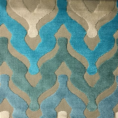 Leicester Cut Velvet Raised Velvet Designer Pattern Zig Zag Upholstery