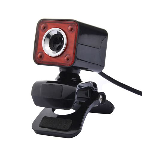 Usb 20 Web Camera Hd 1080p12m Pixel 4 Led Webcam Mic For Minipc Black